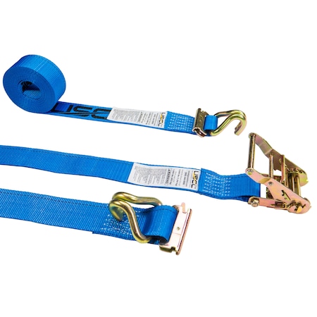 Us Cargo Control 2'' X 20' Blue E-Track Ratchet Straps w/ E-Fittings and Wire Hooks 5320SEFWH-BLU